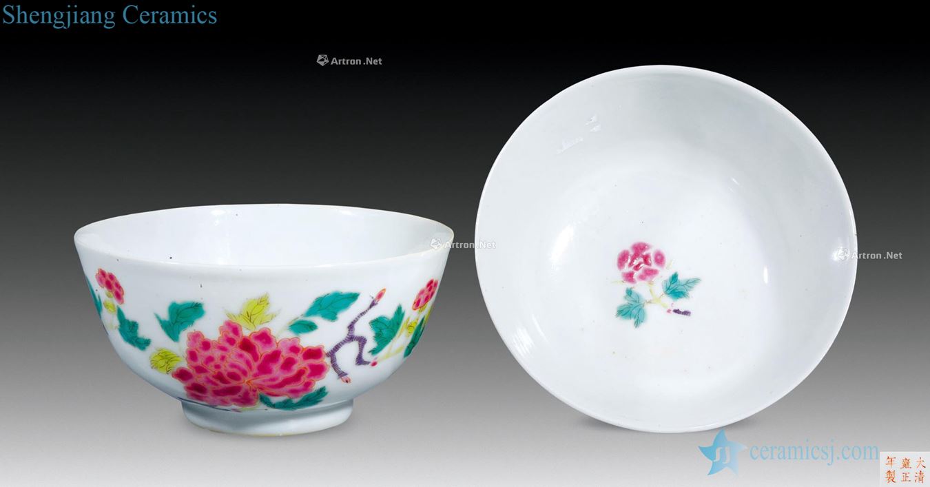 Qing yongzheng pastel fold the peony bowl (a)