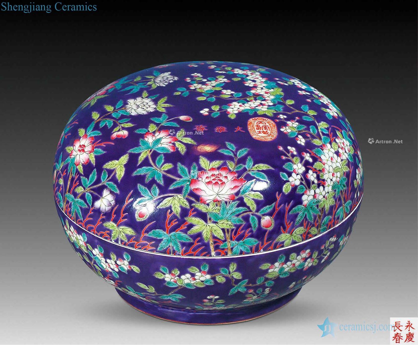 Qing guangxu Purple powder enamel peony with box