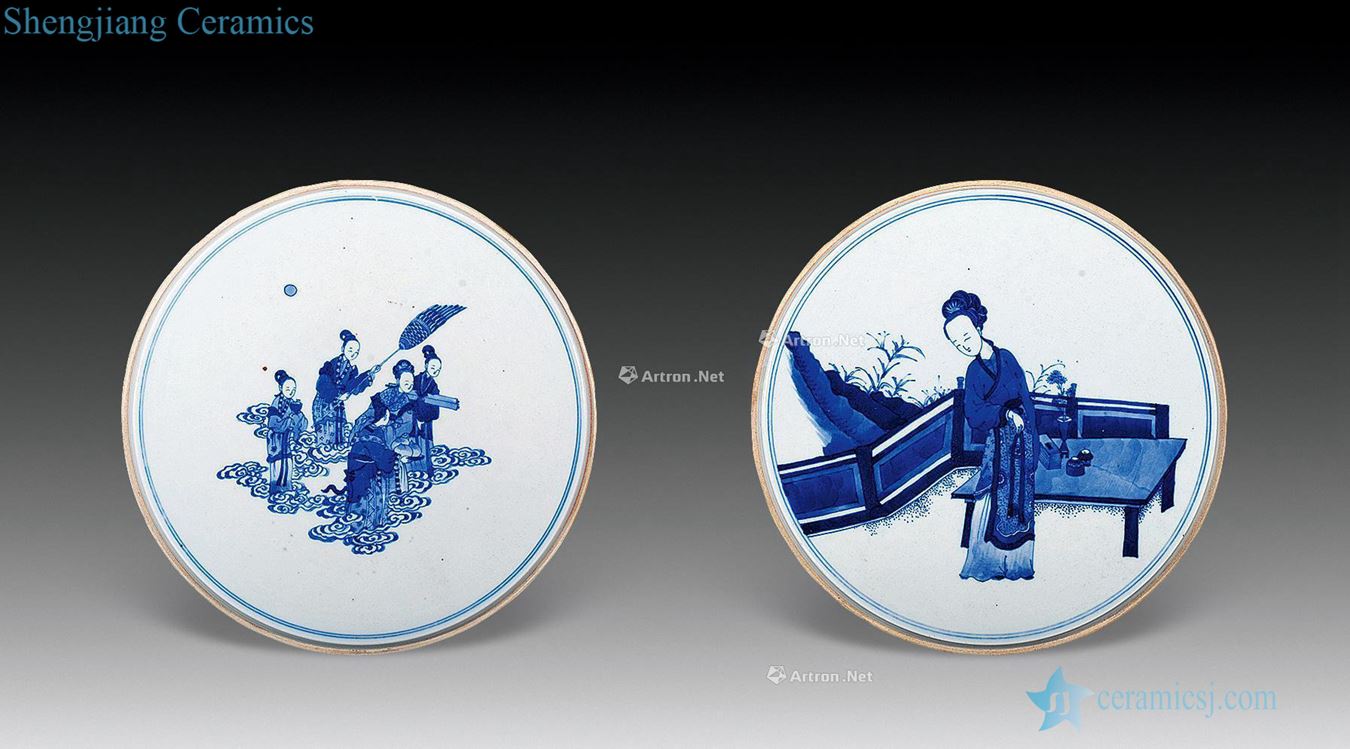 The qing emperor kangxi Blue and white lady, the queen mother porcelain plate (a)
