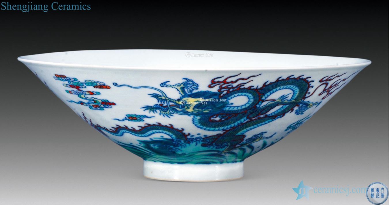 Qing yongzheng bucket color water dragon beads play bowls