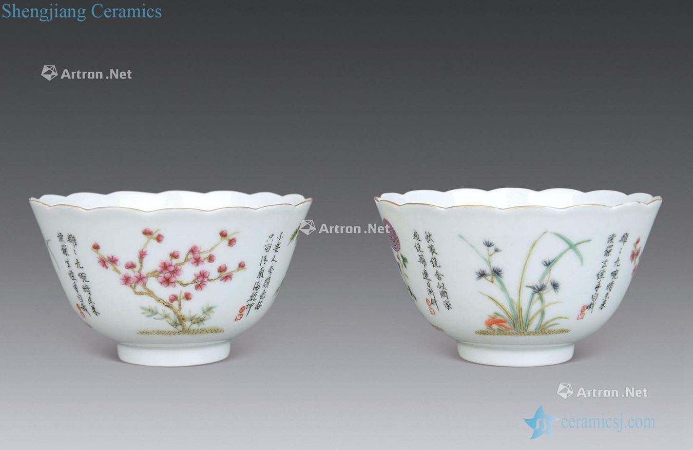 Pastel four seasons flower green-splashed bowls reign of qing emperor guangxu (a)
