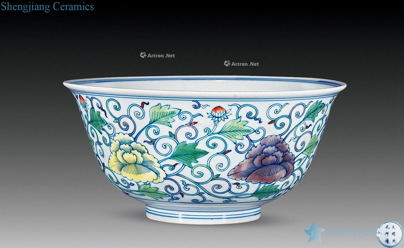 The qing emperor kangxi bucket color peony grains big bowl