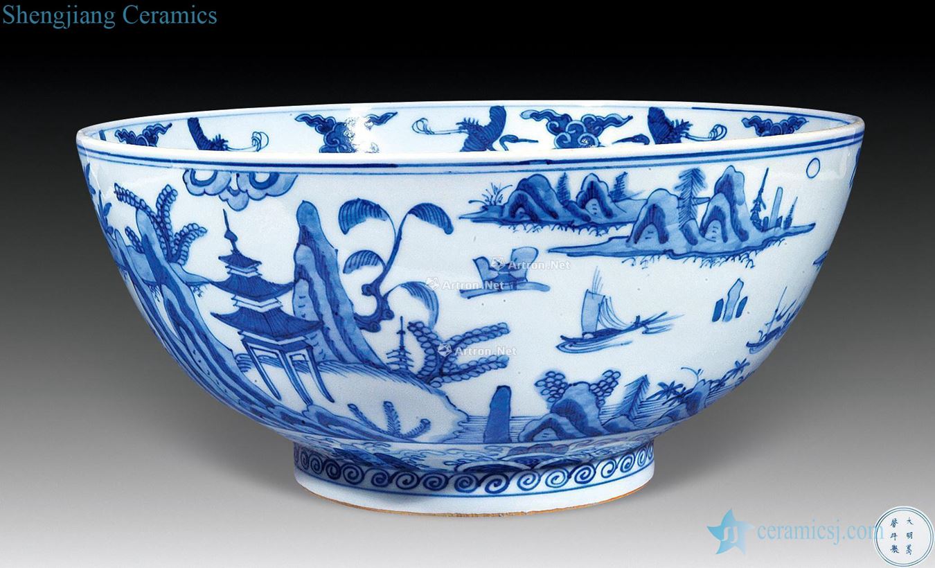 In the 17th century Blue and white water rafting James t. c. na was published a large bowl