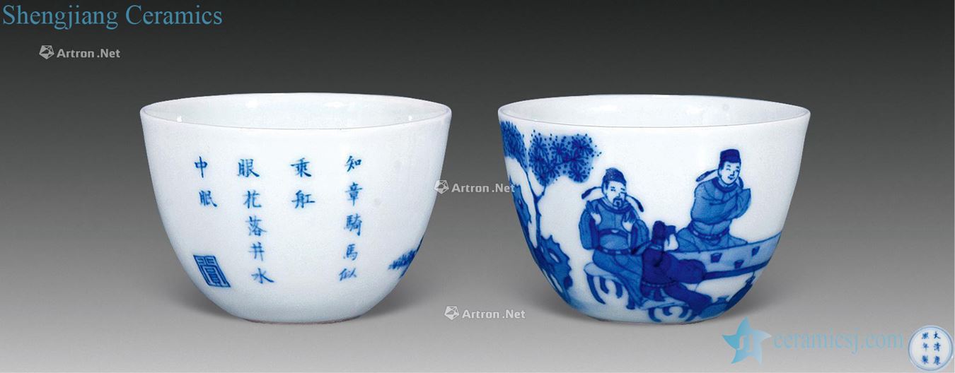 The qing emperor kangxi Blue and white coats lie foot lamp (a)