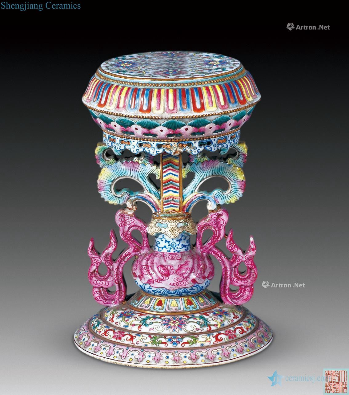Qing qianlong pastel seven Jane in a pedestal