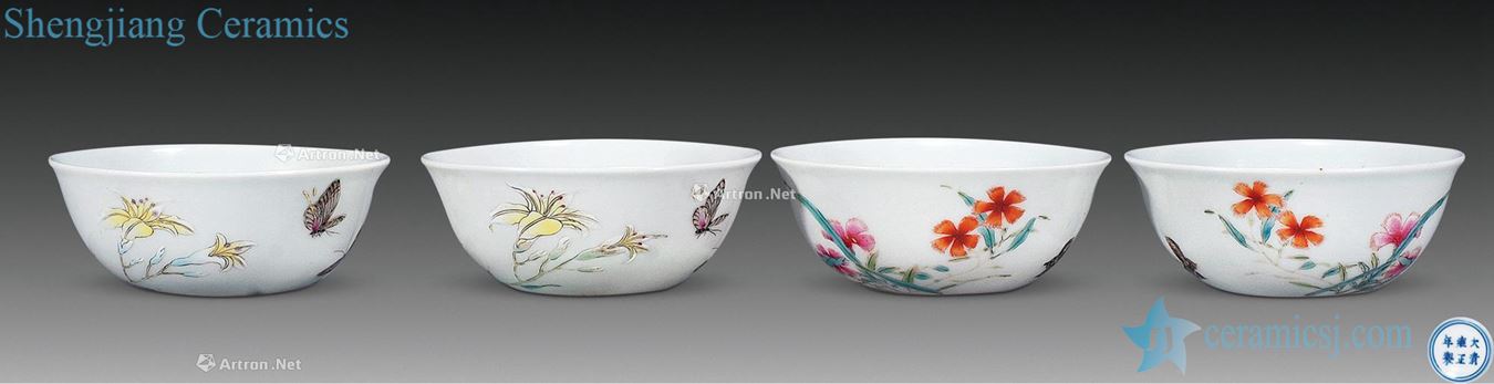 Mid qing Pastel flower butterfly lie fa cup (4)