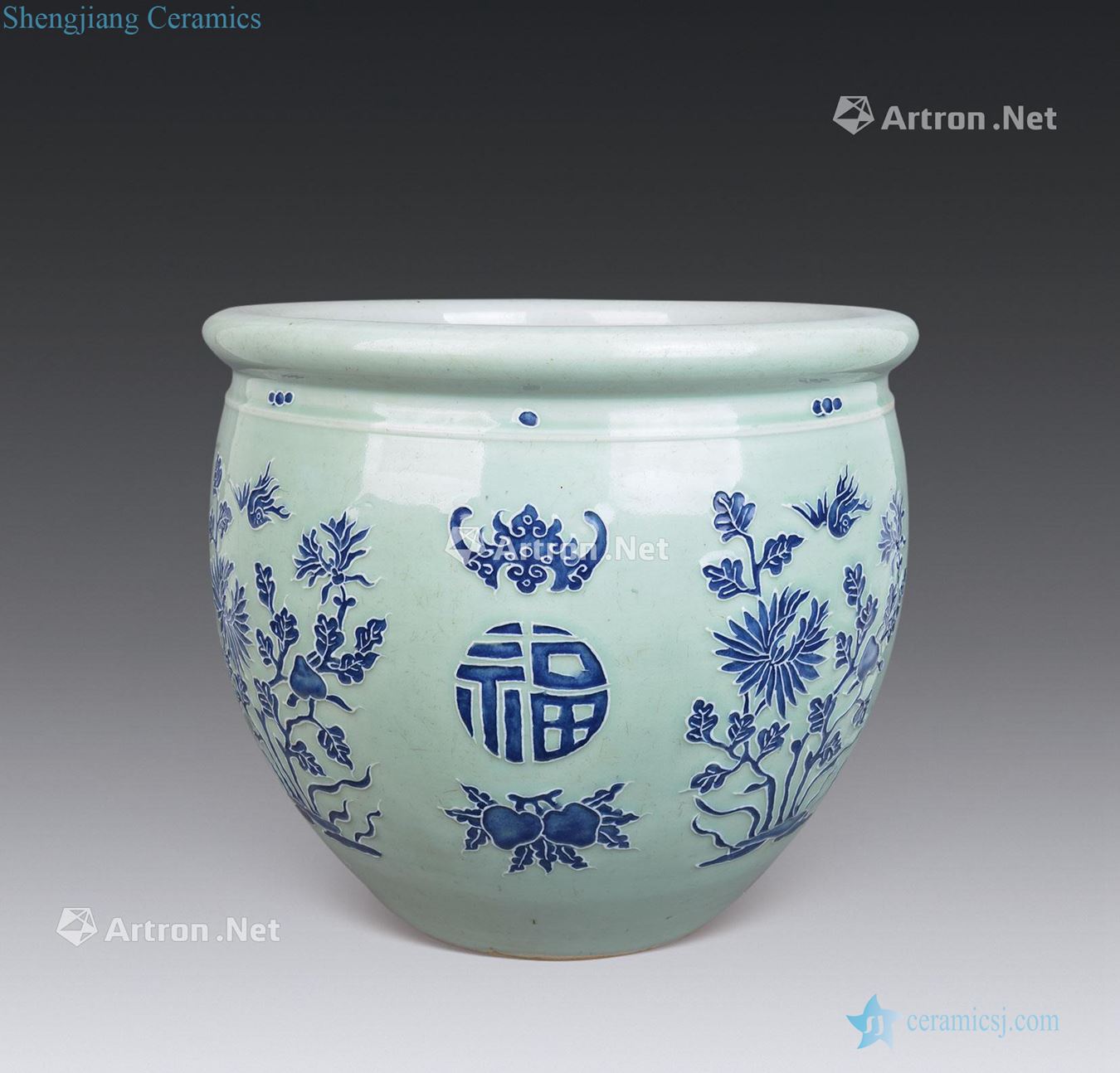 Mid qing Blue and white heap powder grain volume cylinder