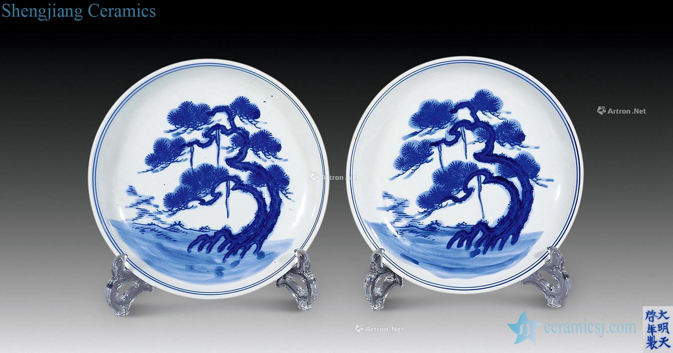qing Blue and white pines plate (a)