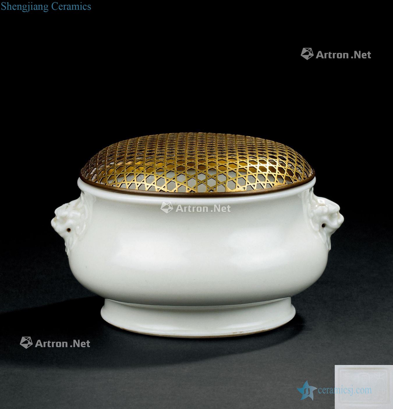 The Ming dynasty (1368-1644) dehua kiln porcelain double lion ear incense burner