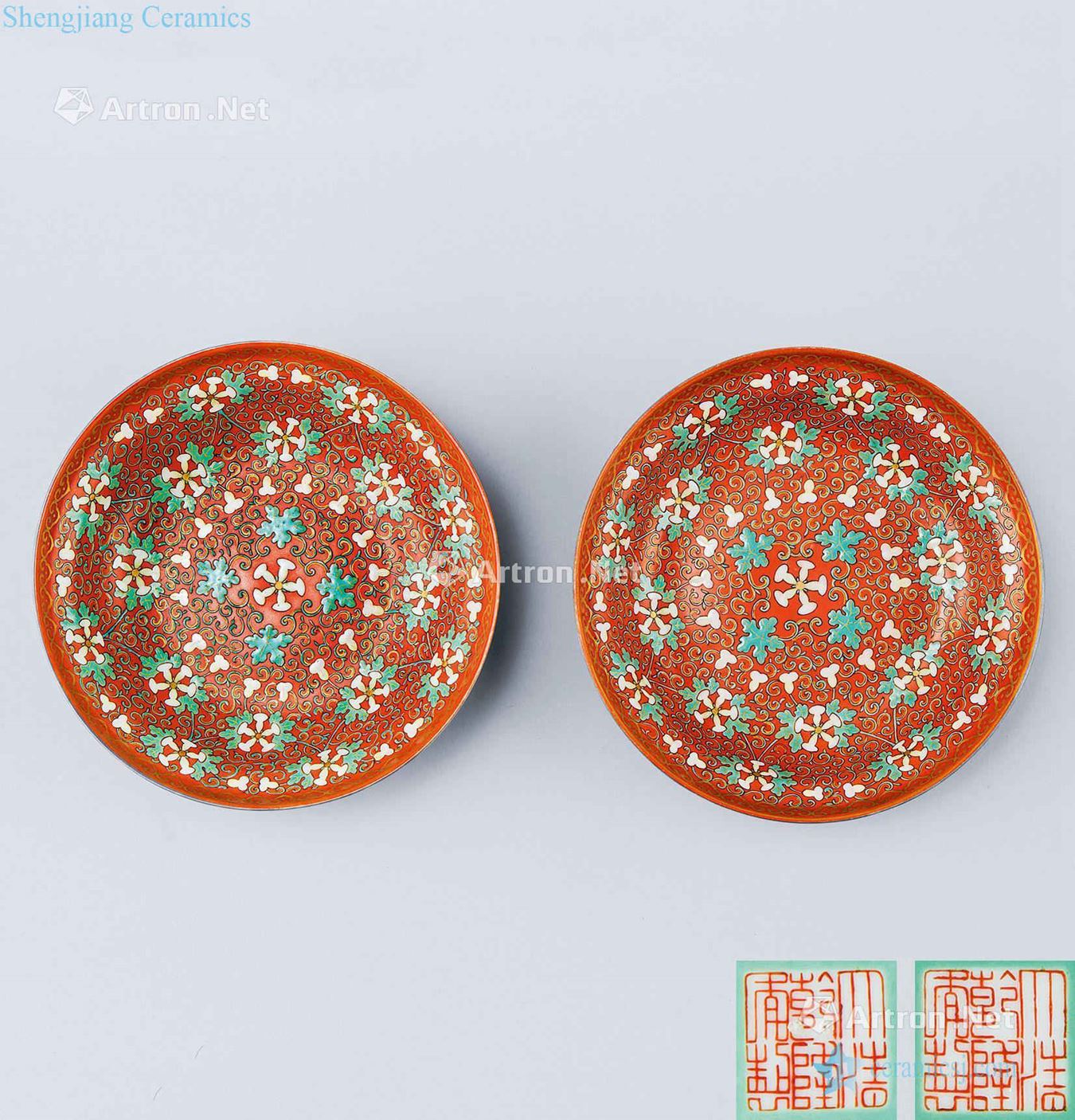 In the qing dynasty (1644-1911), pastel ferro ten thousand generations medallion flower tray (a)
