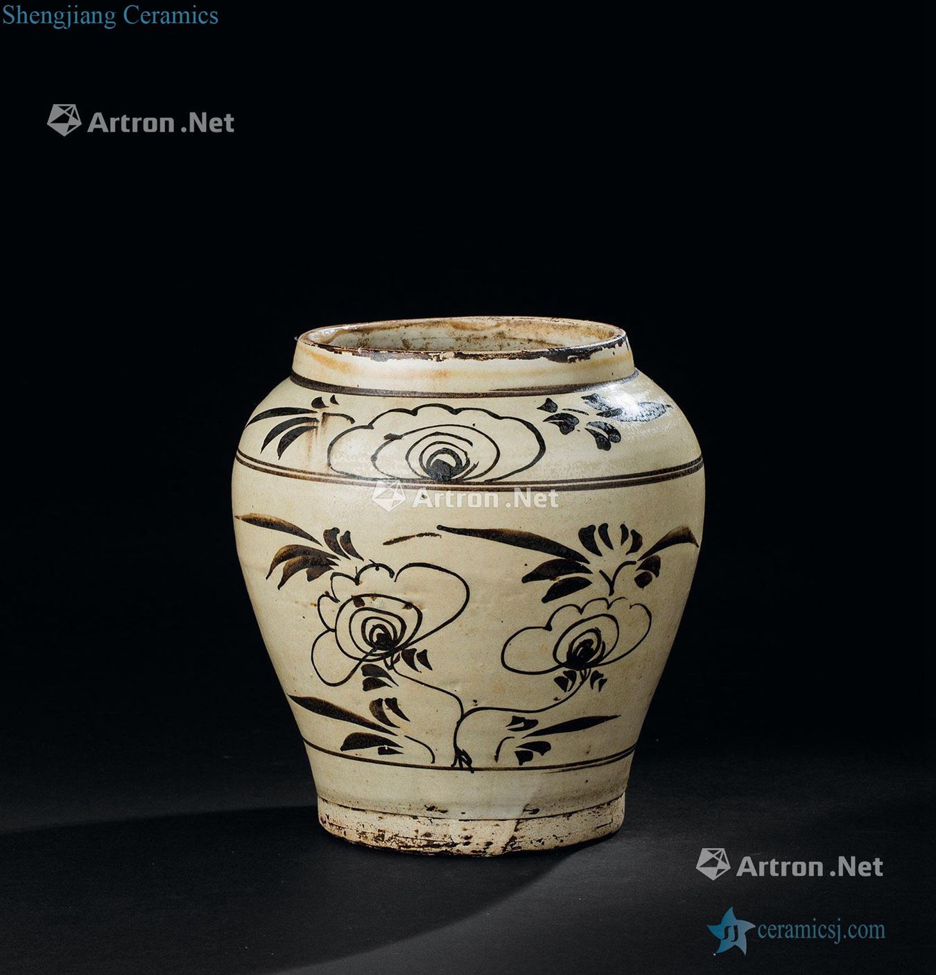 Song dynasty - the yuan dynasty (960-1368) magnetic state kiln flowers poetry cans
