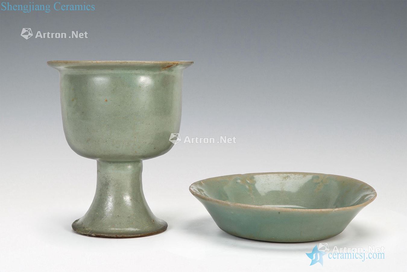 Woosong blue glaze plate ・ footed cup (or two)