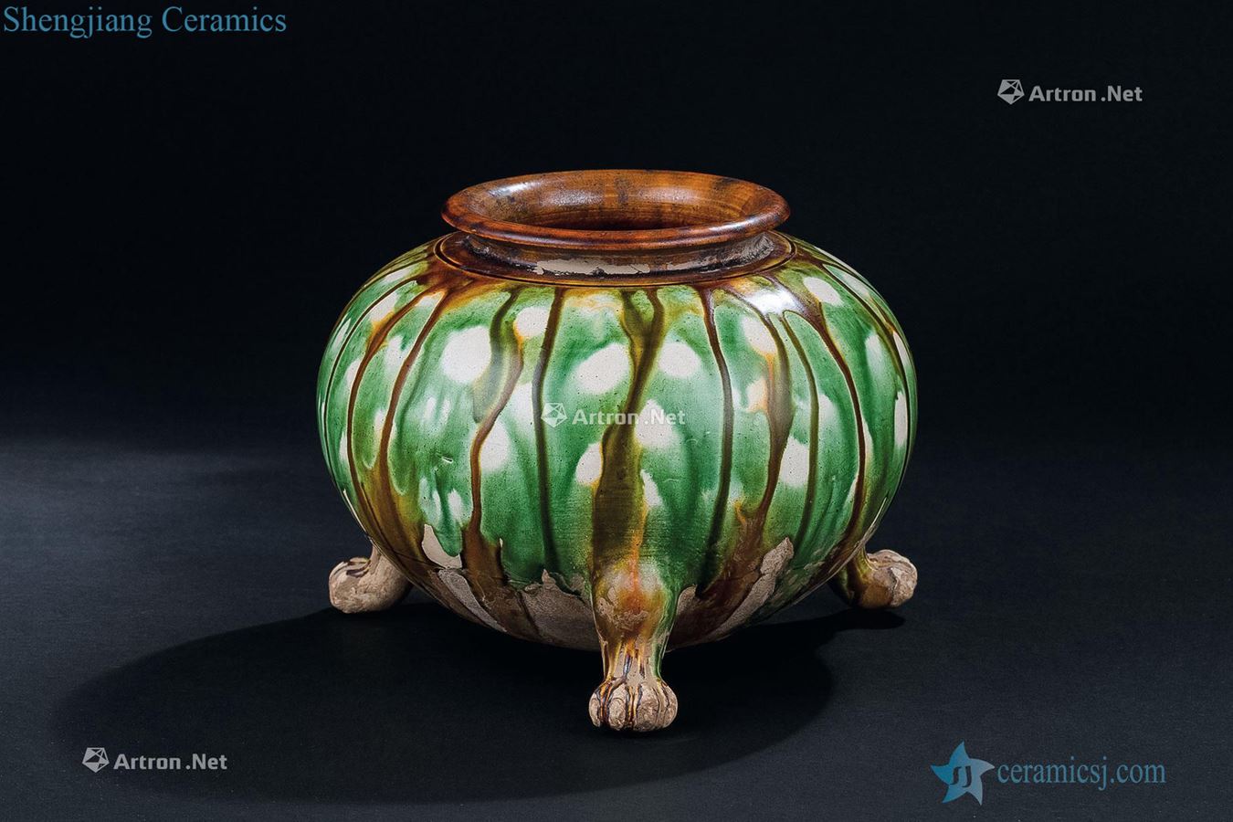 The tang dynasty (618-907), three-color three beast foot pot
