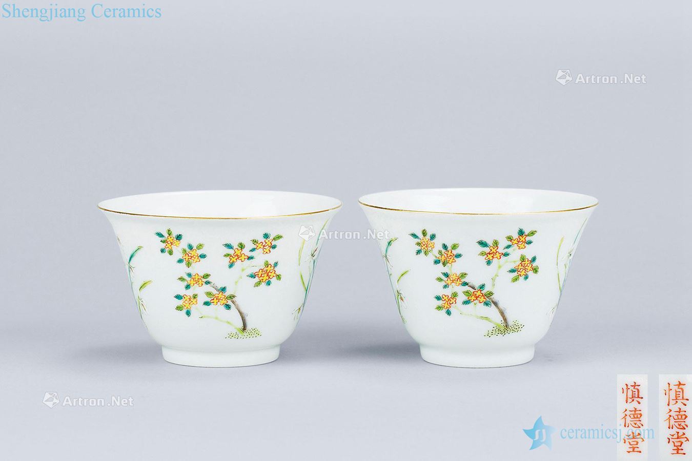 In the qing dynasty (1644-1911), pastel flowers grain cup (a)