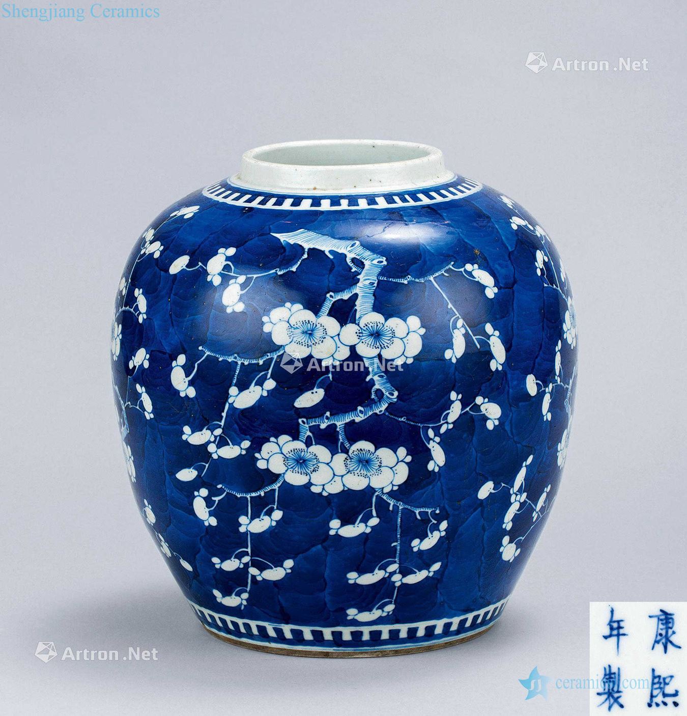 In the qing dynasty (1644-1911) blue and white plum blossom ice crack pot