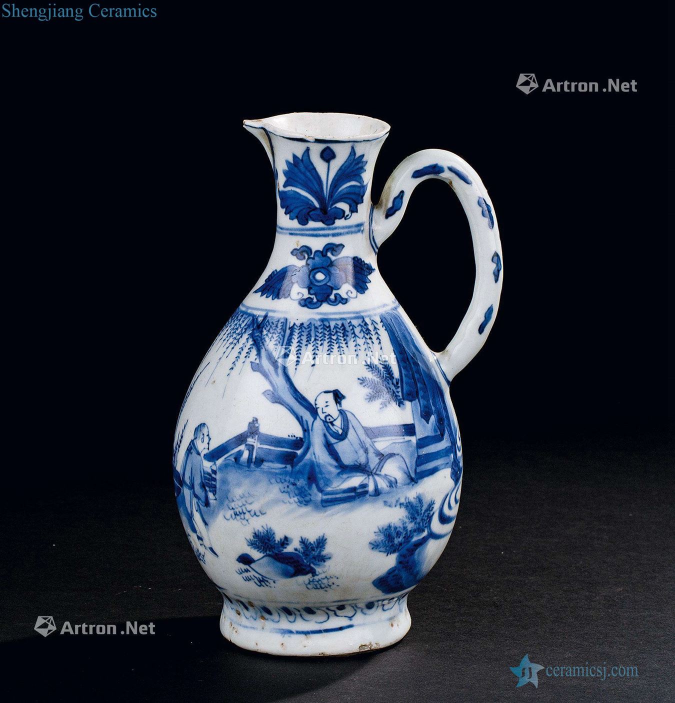In the Ming dynasty (1368-1644) blue and white high and grain to water the flowers