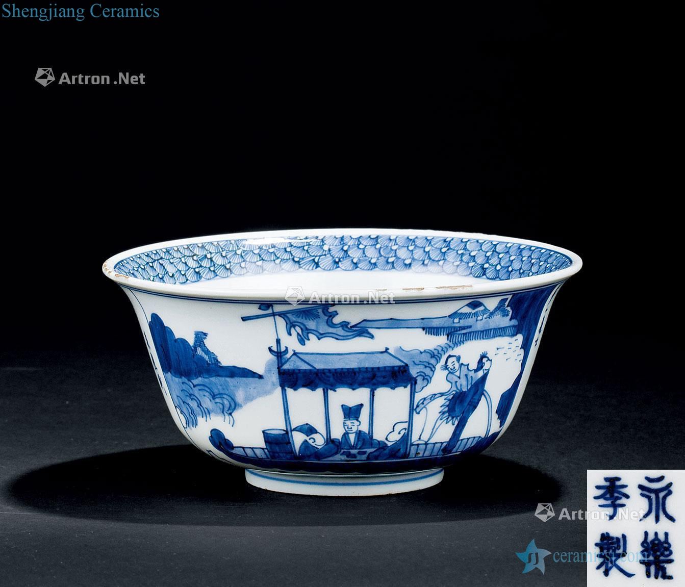 In the qing dynasty (1644-1911) blue and white literary green-splashed bowls