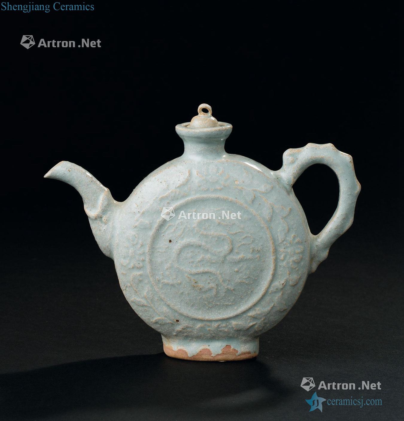 Song dynasty - the yuan dynasty (960-1368), a shadow dragon grain flat pot ewer