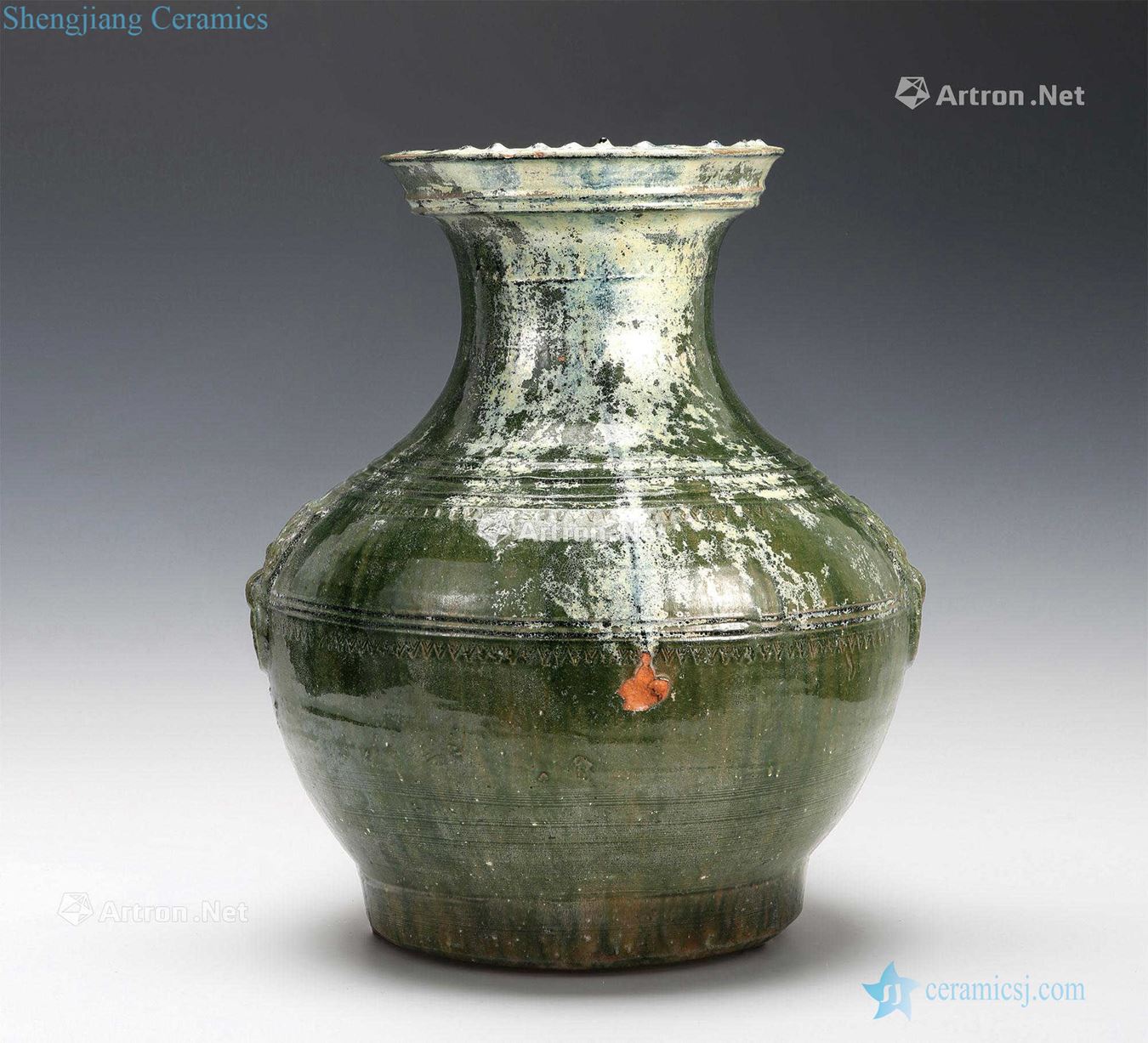 Han green glaze bowstring grain shop is the first large bottle