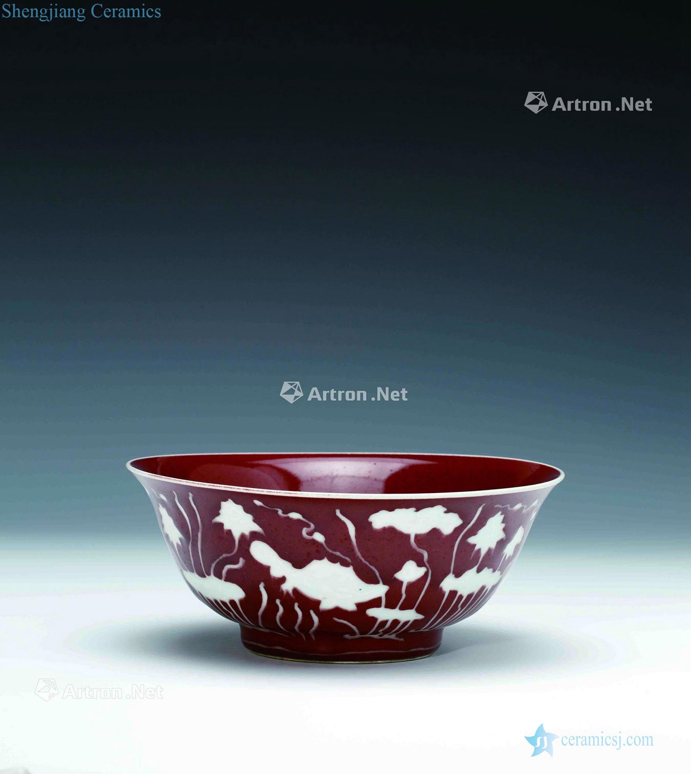 Ming xuande ji red glaze fish algae green-splashed bowls box