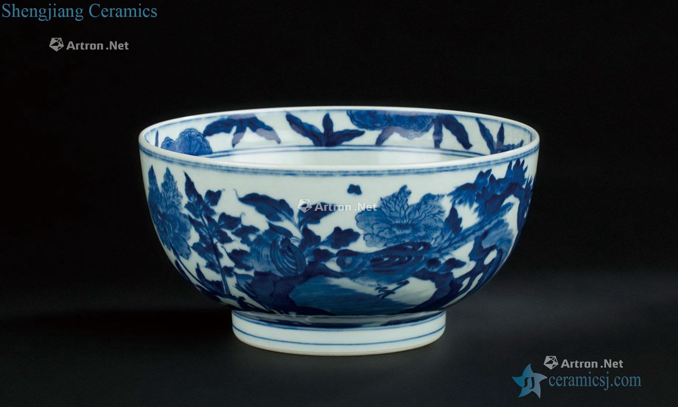 The qing emperor kangxi (1662-1722) blue and white flower on grain big bowl