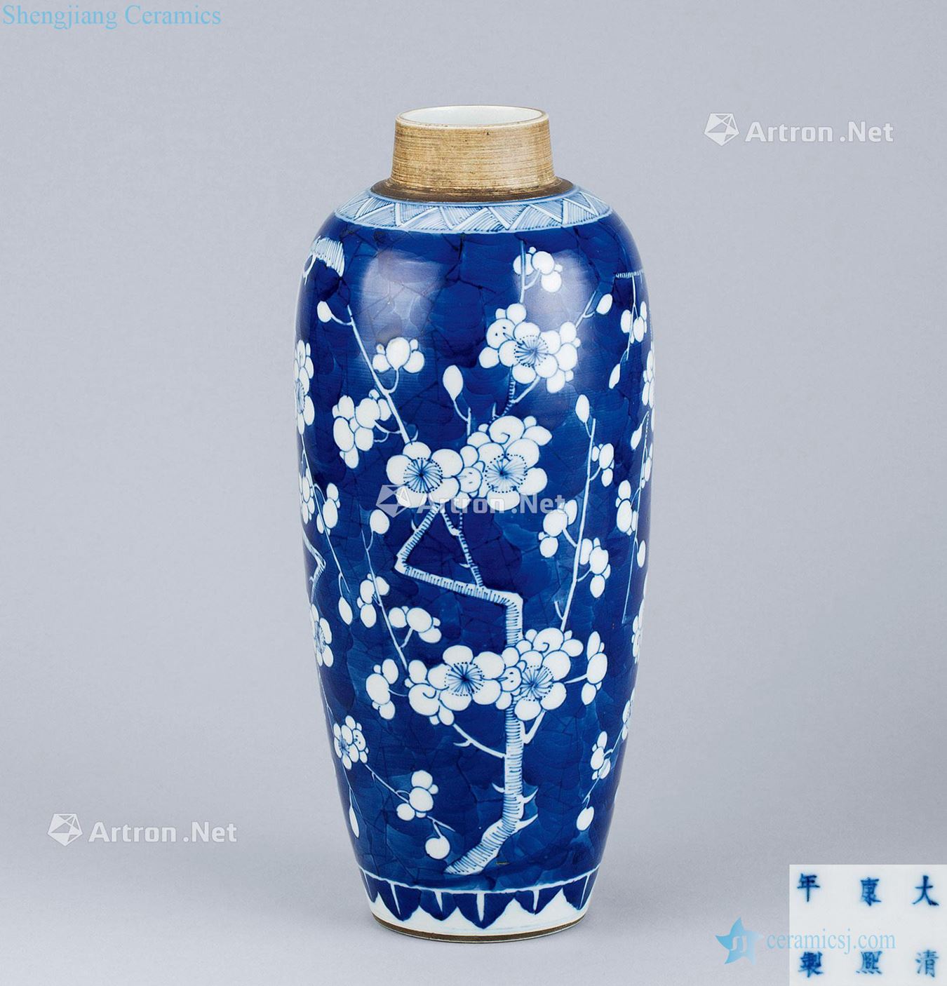 In the qing dynasty (1644-1911) blue and white ice MeiWen vase