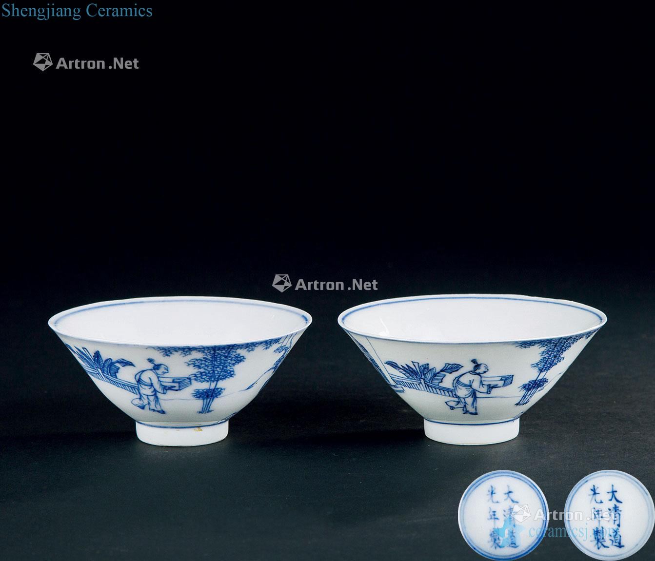 In the qing dynasty (1644-1911) blue and white lines hat to bowl (a)