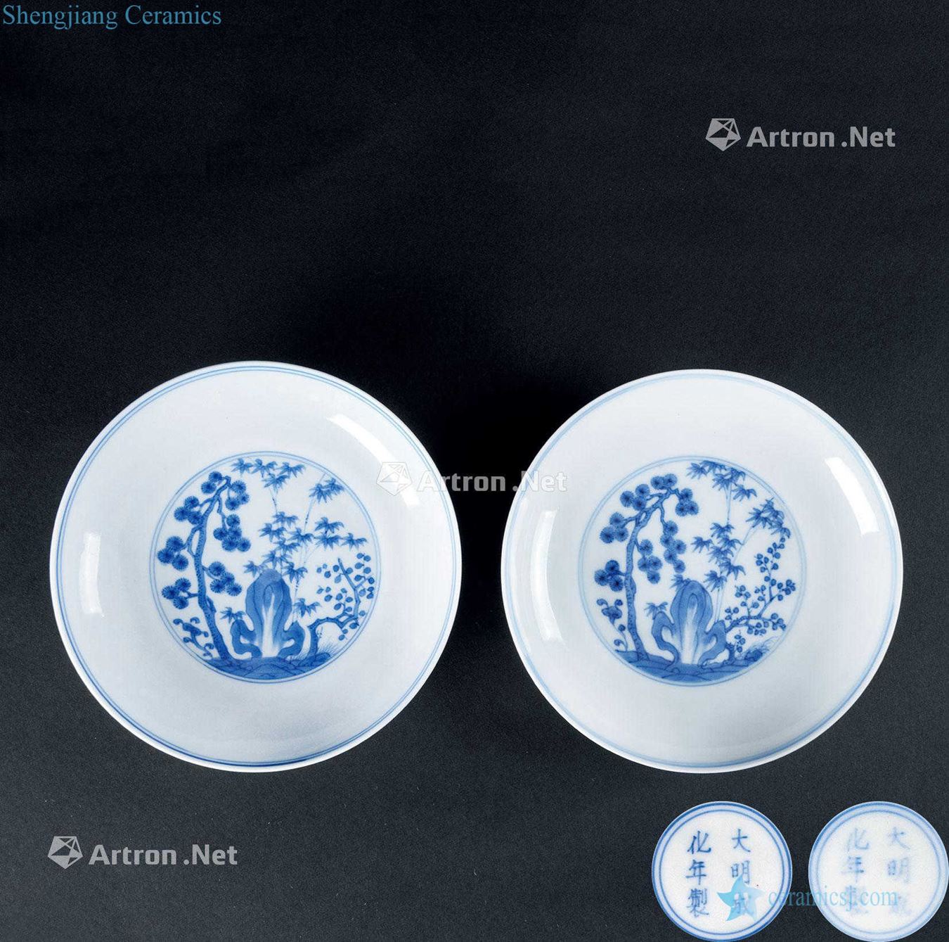 The qing emperor kangxi (1662-1722) blue courtyard ladies tray (a)