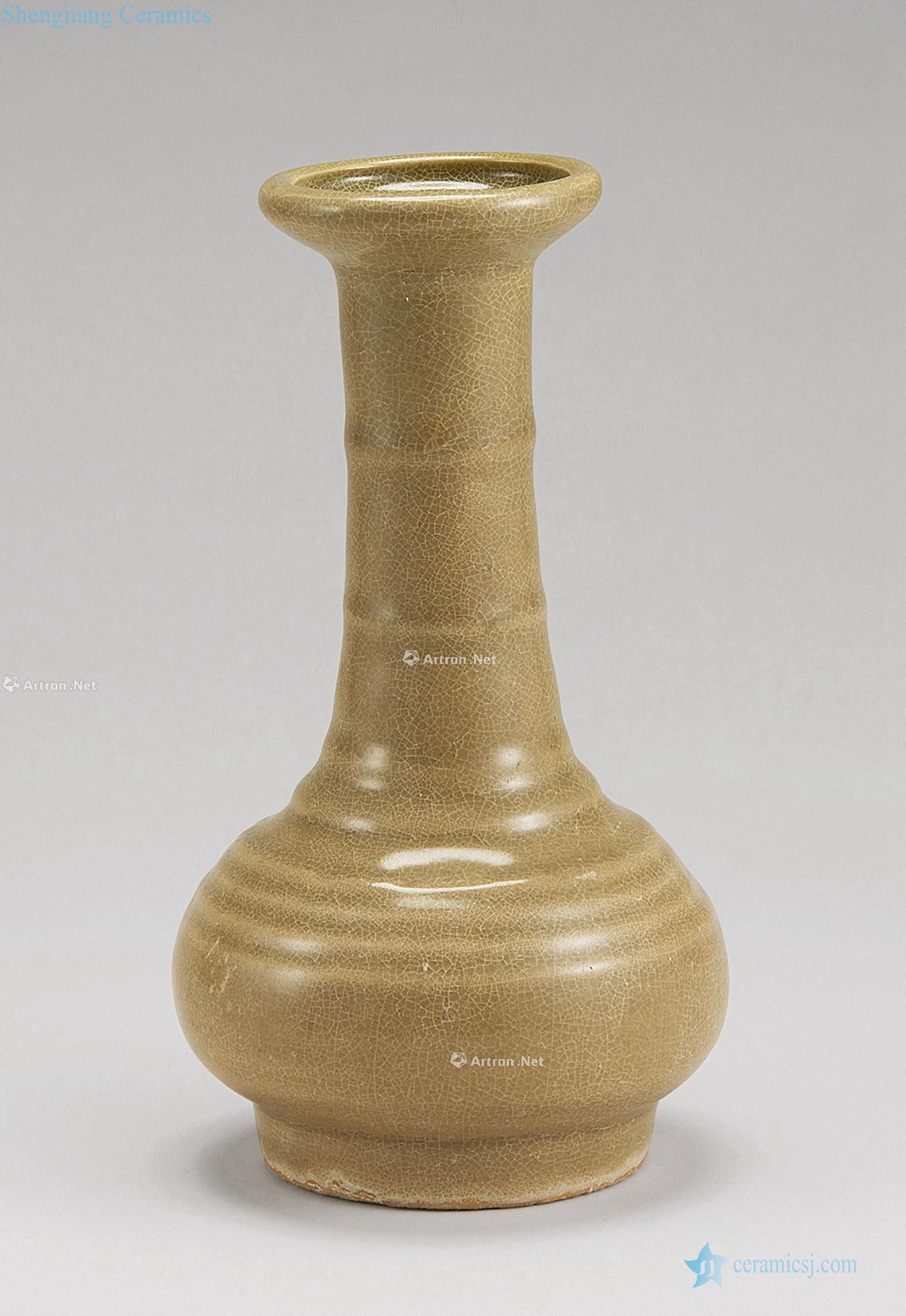 The song dynasty Longquan celadon glaze huang bowstring grain bottle