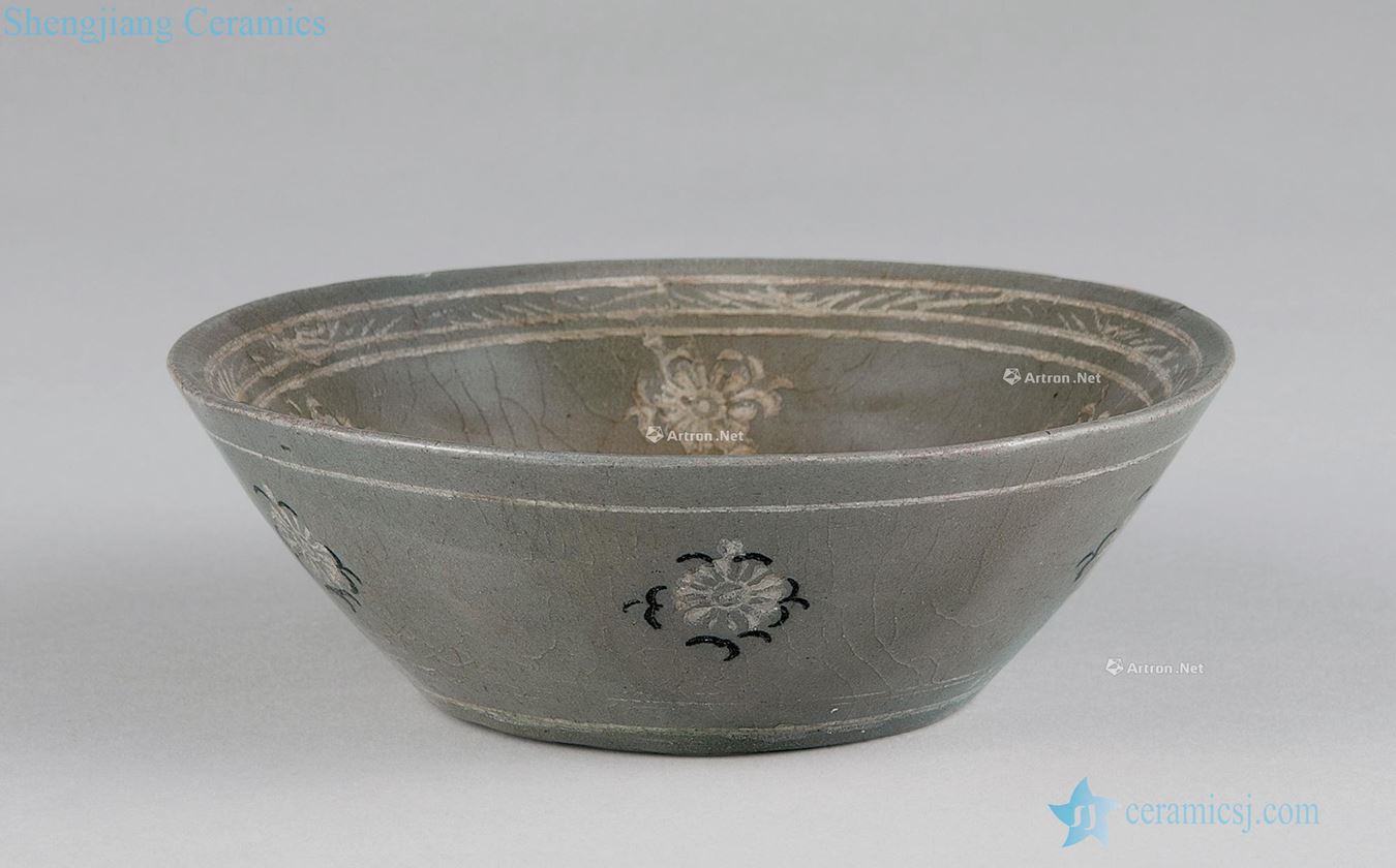 Korea green magnetic embedded piebold bowl