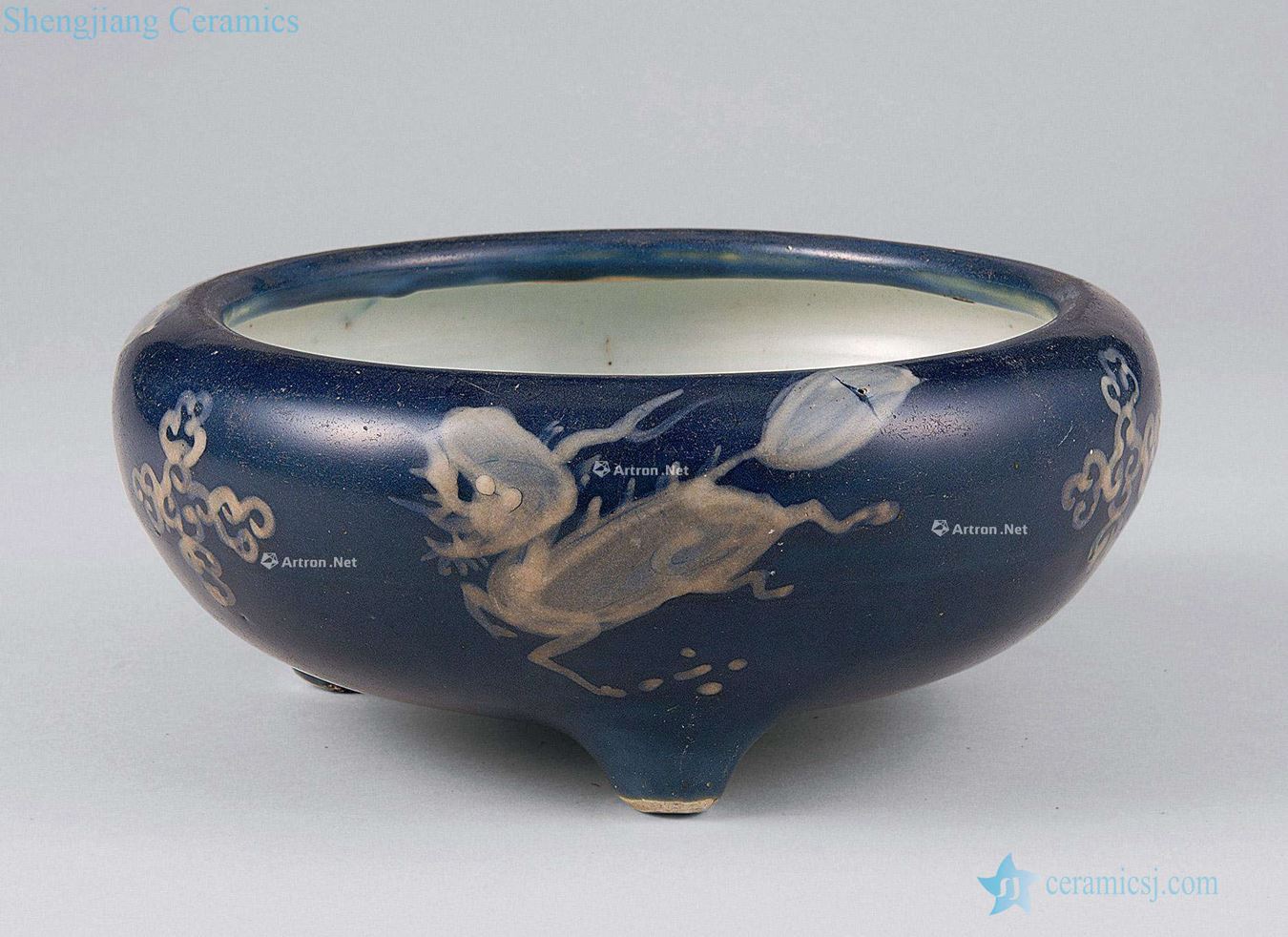 Ming wanli Zhangzhou blue glaze of white benevolent WenXiangLu kiln
