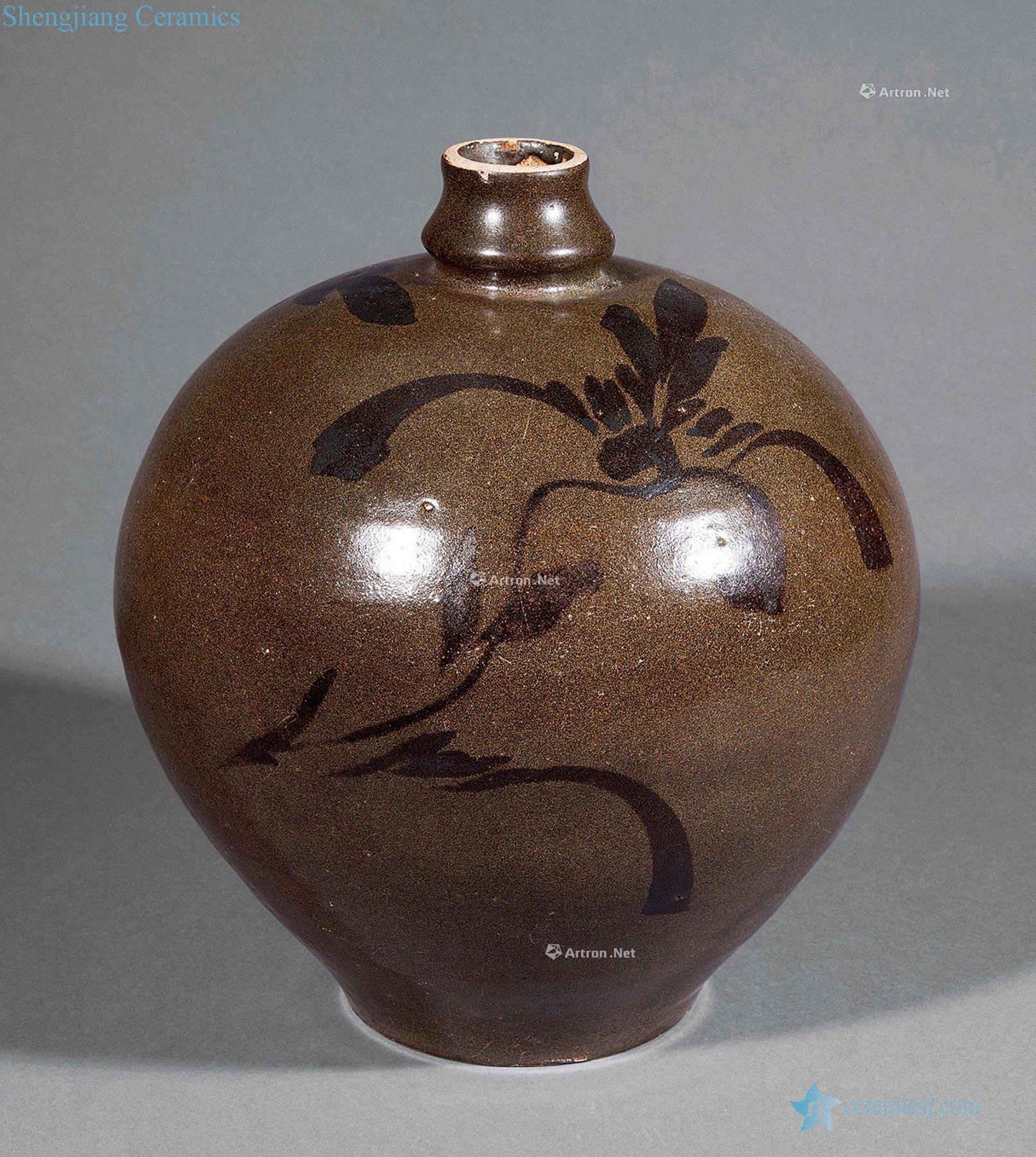 yuan At the end of the iron tea embroidered glaze DuLu bottles
