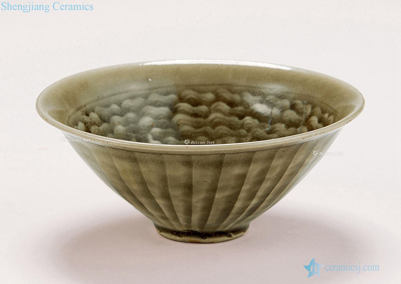 The song dynasty Yao state kiln printing Pisces bowl