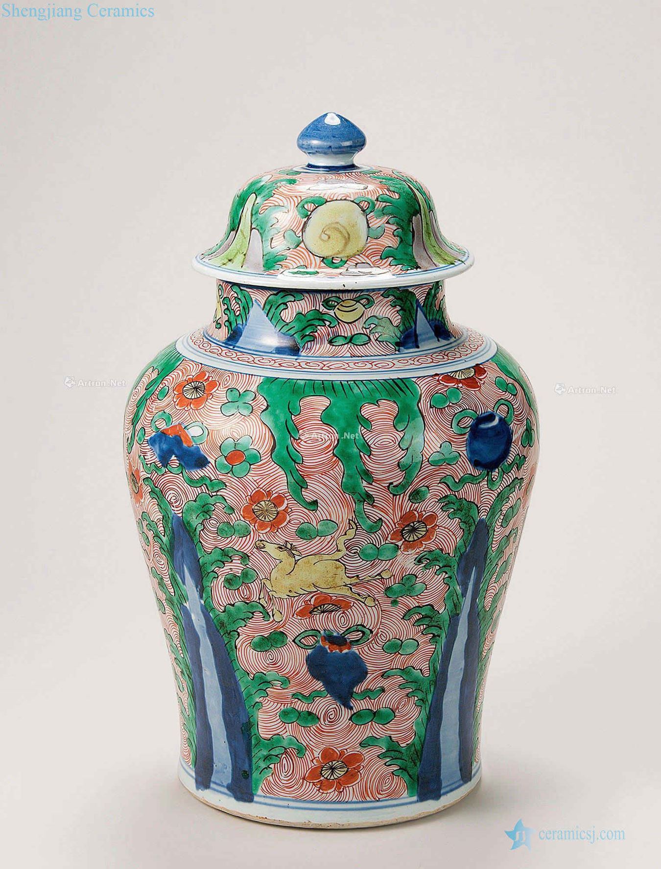 The qing emperor kangxi Blue and white color general hippocampal grain tank