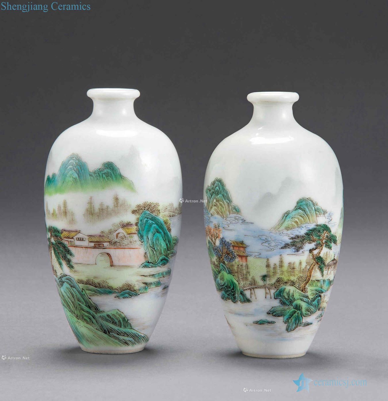 Pastel landscape lines may reign of qing emperor guangxu bottle (a)