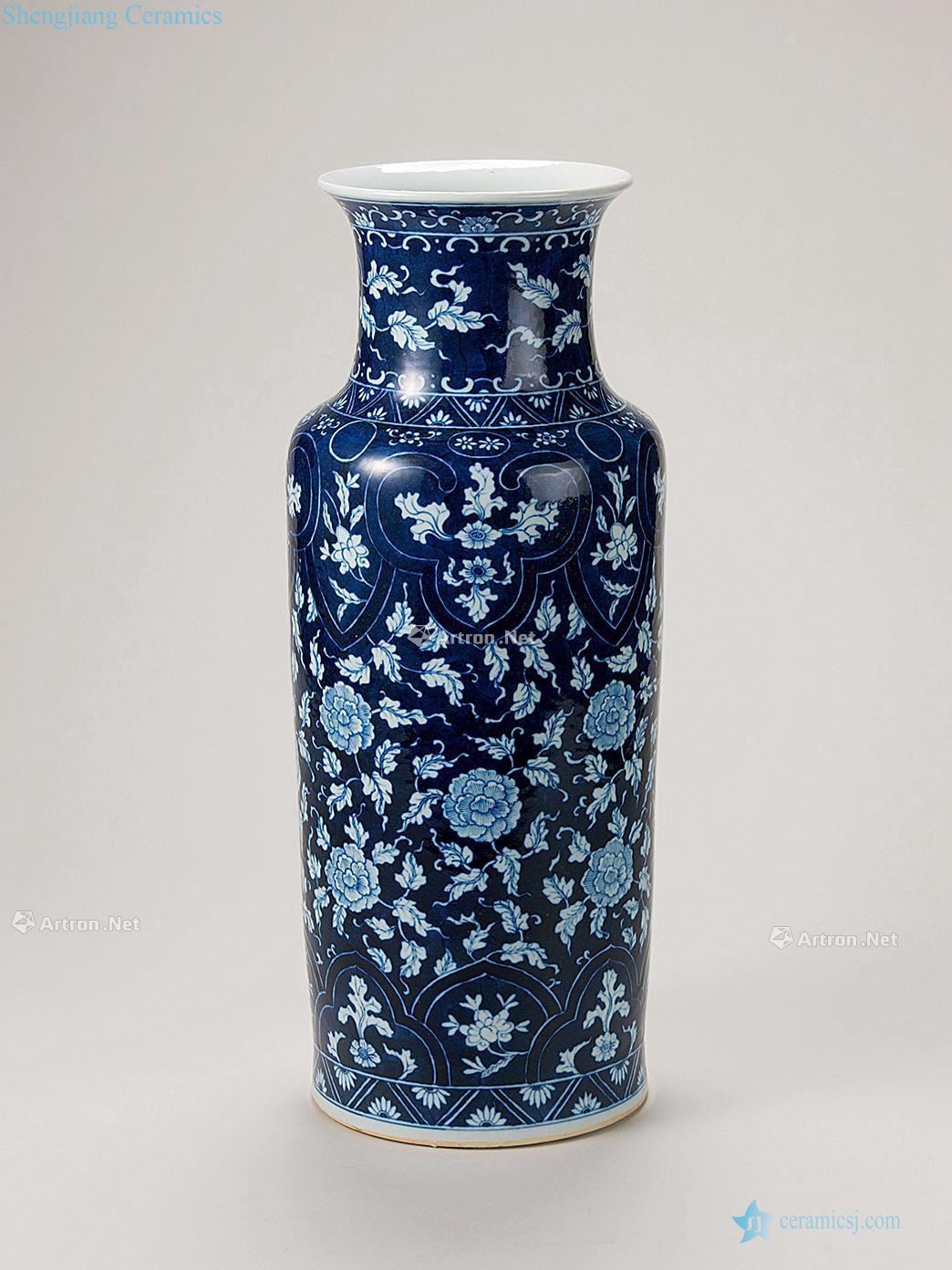 qing Blue glaze blue and white flower grain tube bottles
