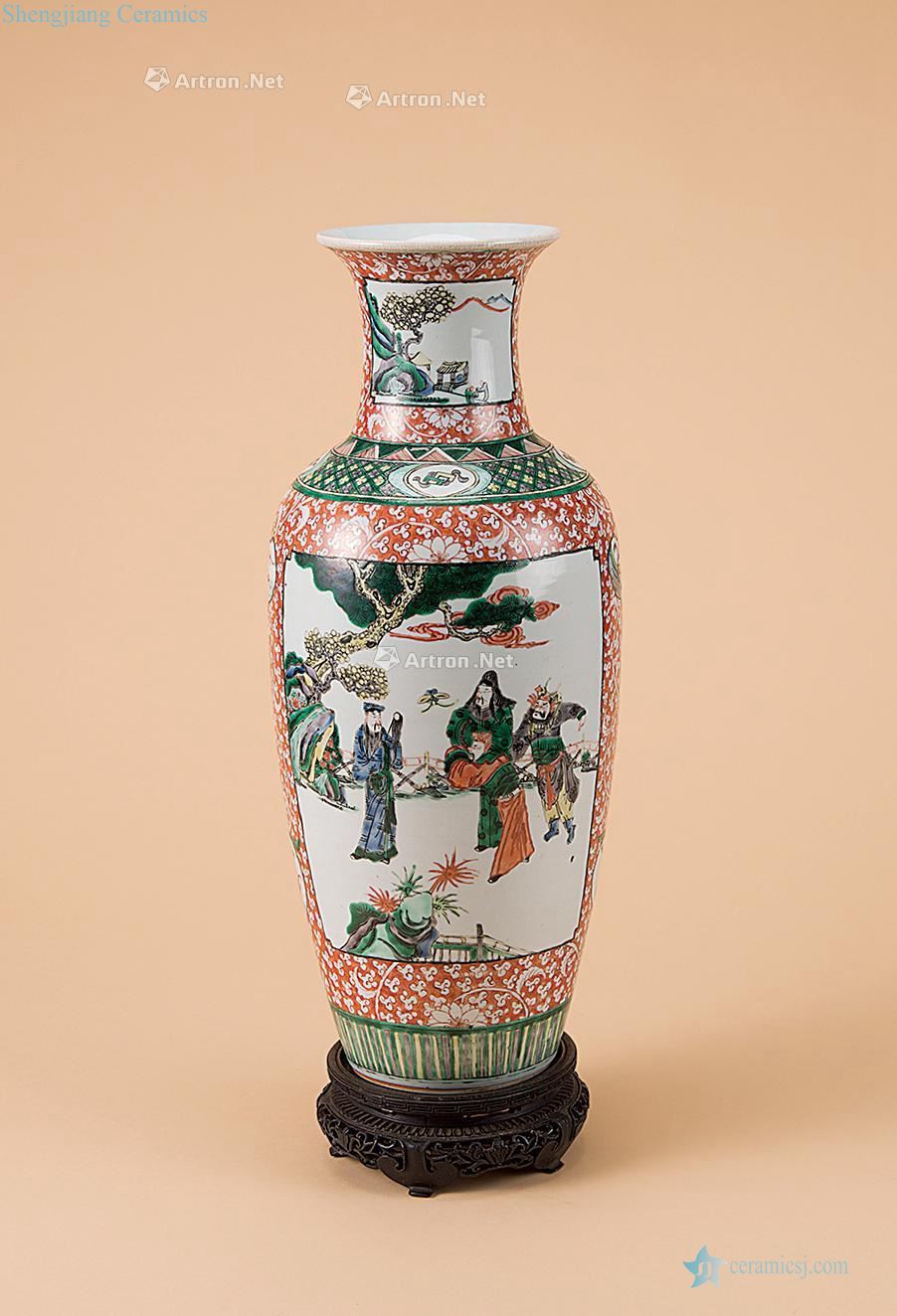 The late qing and early republic Colorful stories of medallion grain vase