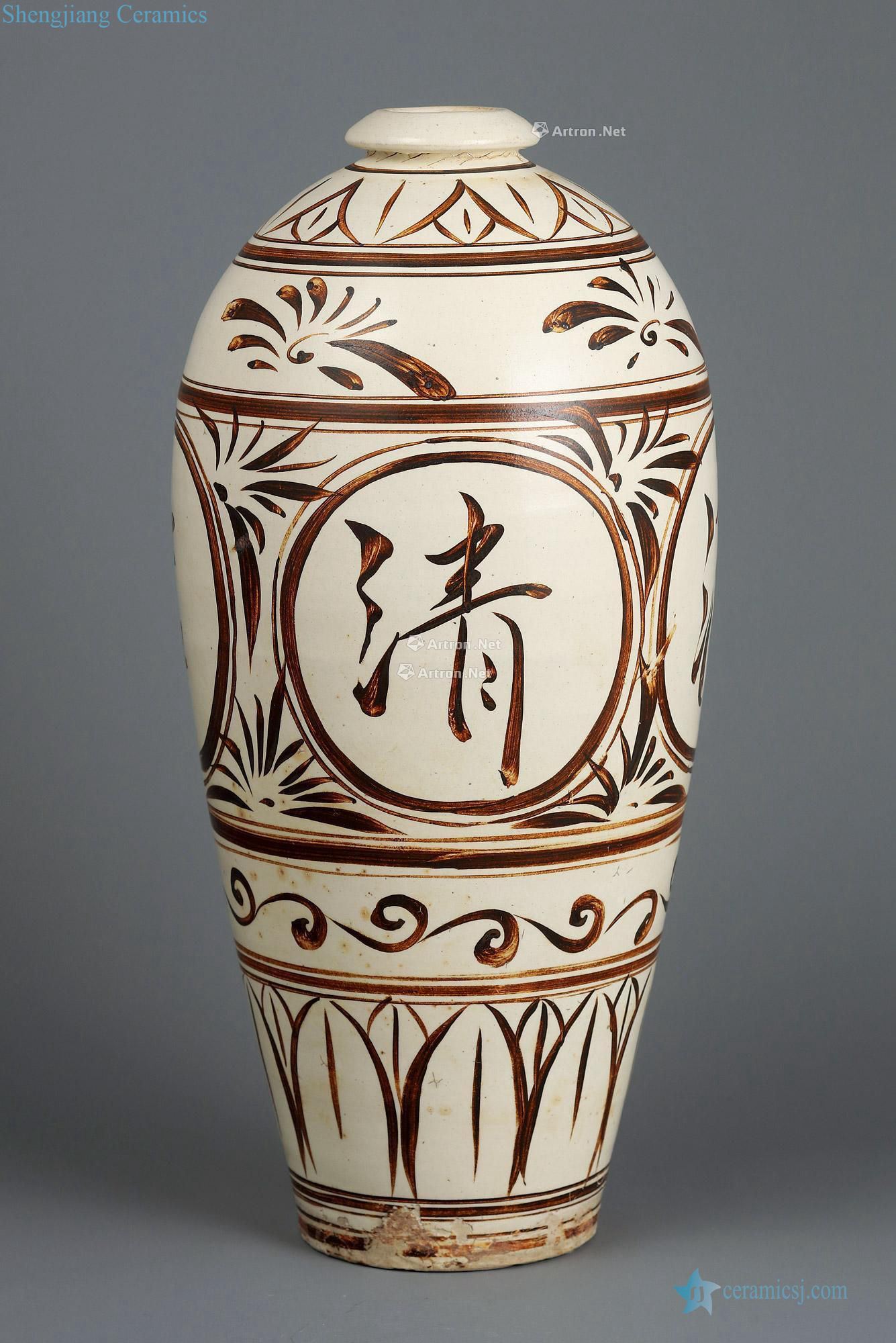 Northern song dynasty to gold Magnetic state kiln of coloured drawing or pattern grain mei bottles of wine "cleaning"