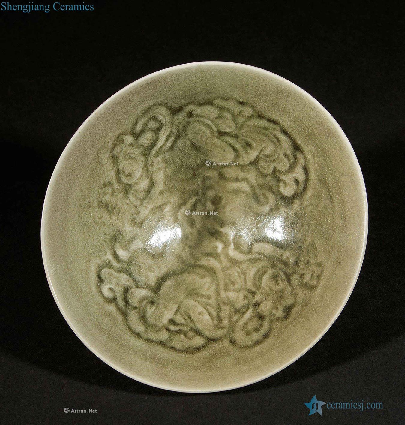 gold Yao state kiln engraved flowers flying lines magnetic bowls