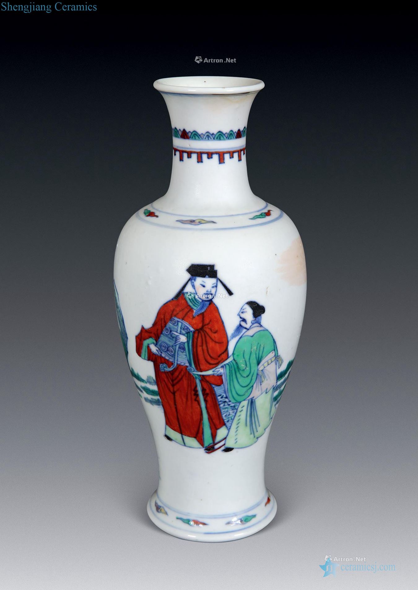 Guangxu dynasty blue and white color bucket goddess of mercy bottle