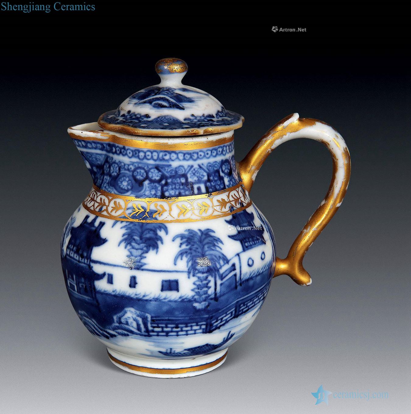 Qianlong blue with cover milk tea cup