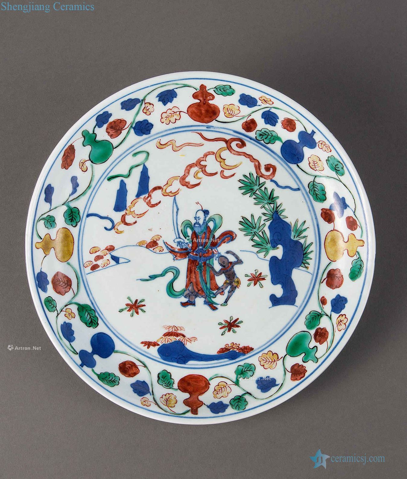 Ming wanli Kiln multicoloured tianshi ghost plate
