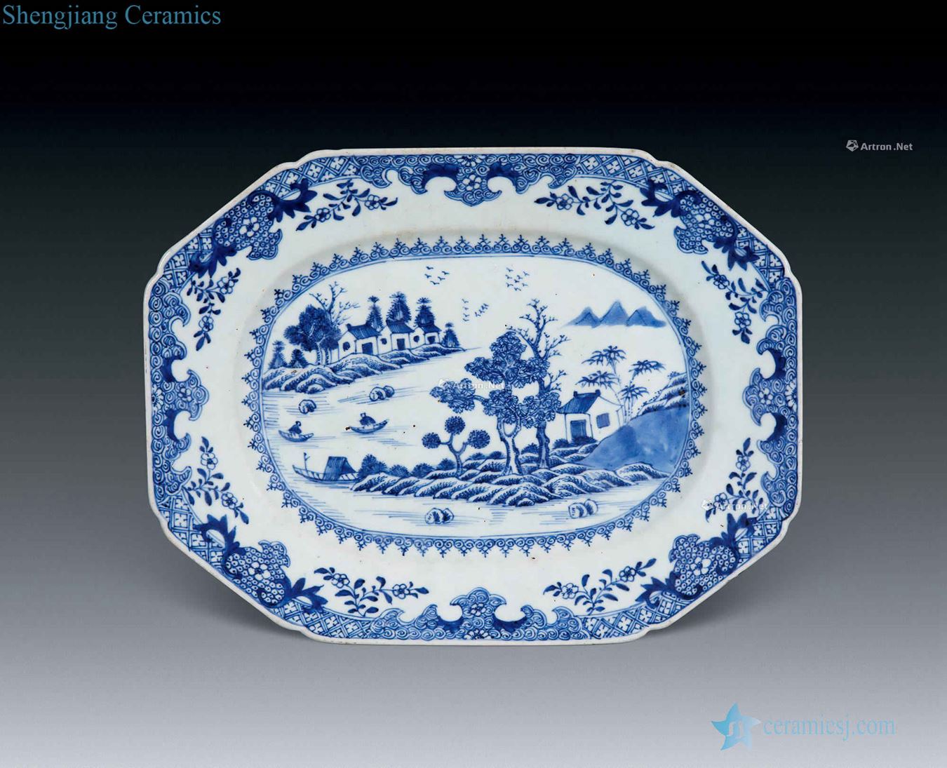 Qianlong blue and white square plate