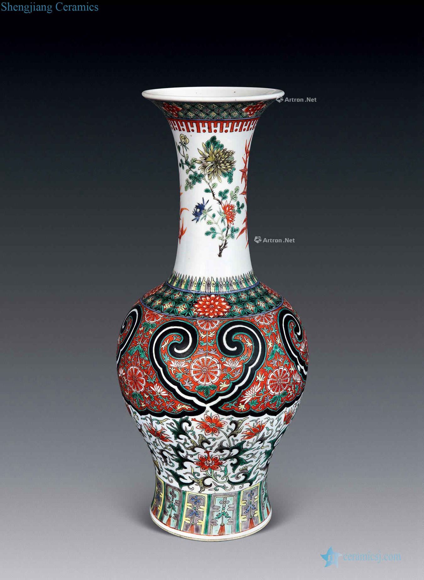 guangxu Colorful flower goddess of mercy bottle