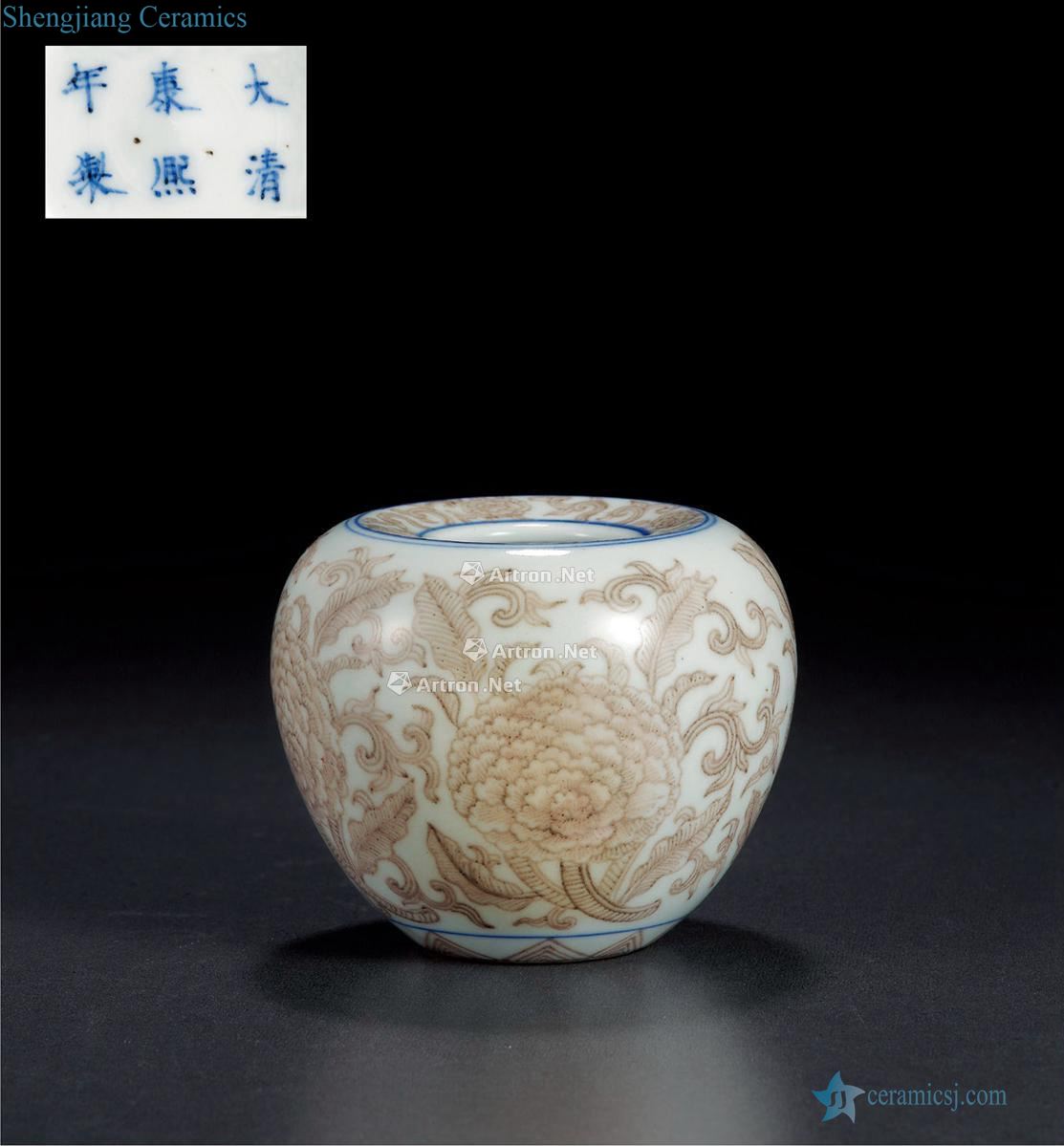 Qing dynasty, the qing emperor kangxi years with blue and white peony grains youligong tangled branches apple