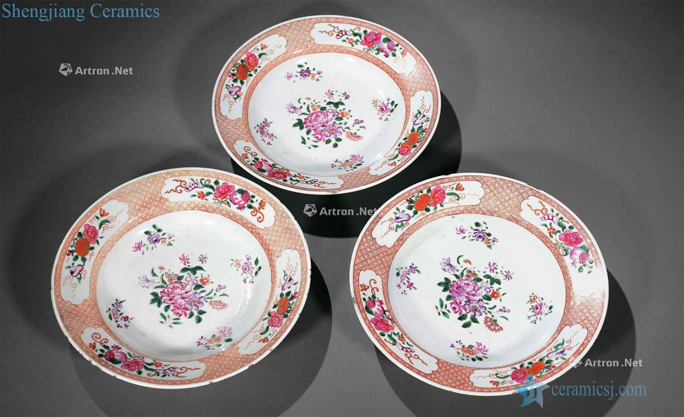 Qing yongzheng pastel flowers plate (three)