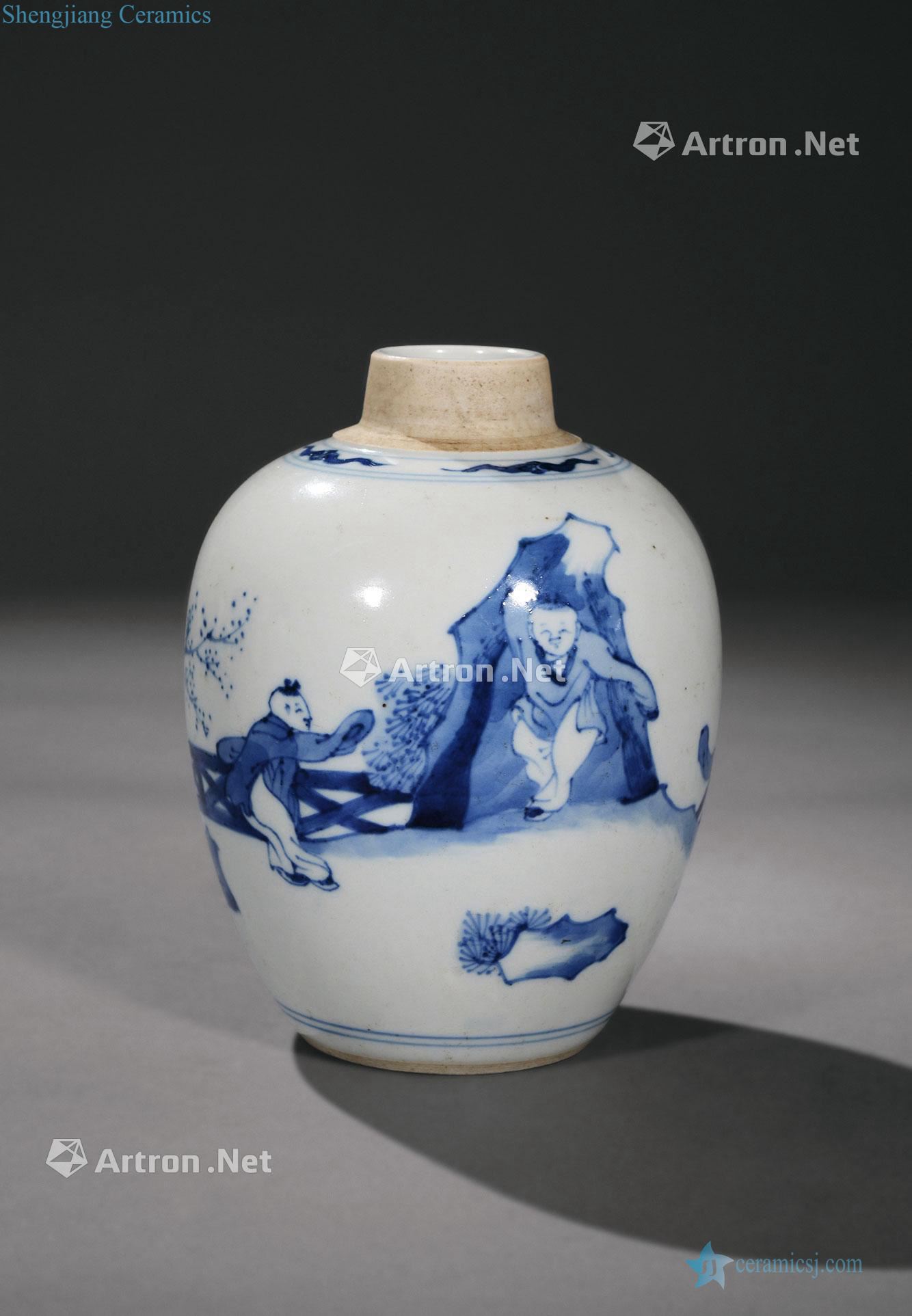 The qing emperor kangxi porcelain pot baby play
