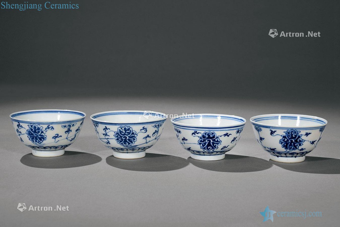 Qing xuantong Blue and white tie up lotus flower bowl (4)