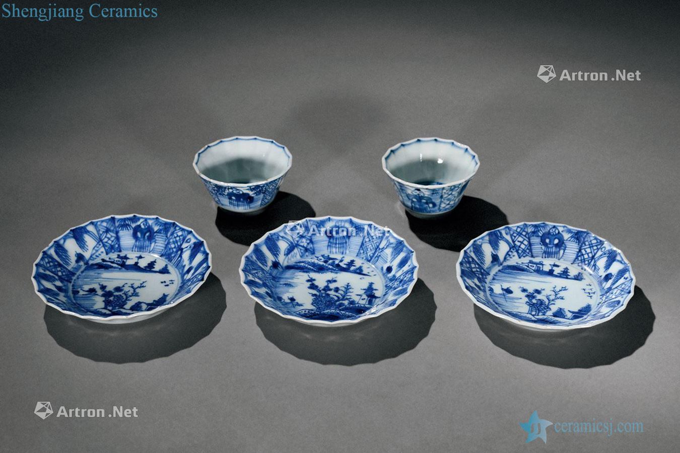 The qing emperor kangxi Blue and white landscape character flower koubei disc (5)