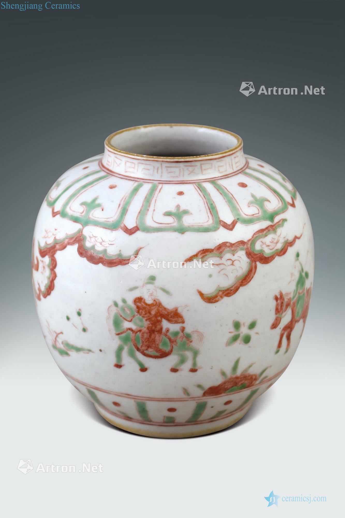 Bright red and green grain porcelain color characters